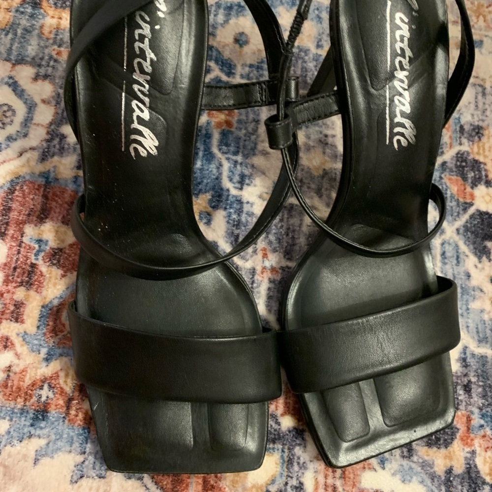 INTERMIX Black Strappy Heels
